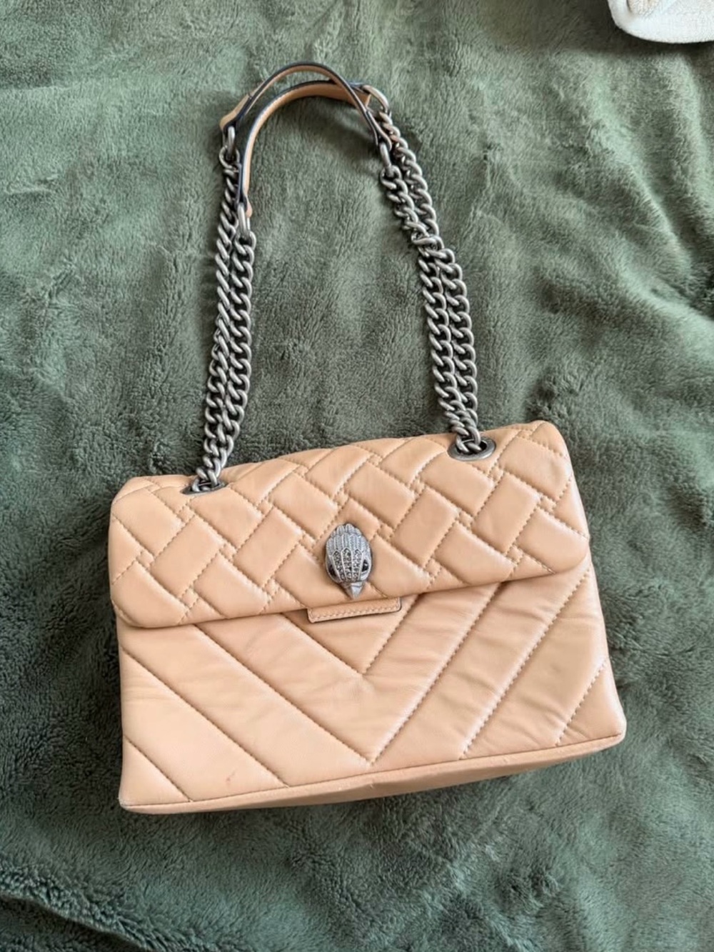 Kurt Geiger Beige Leather Kengsington Bag -large